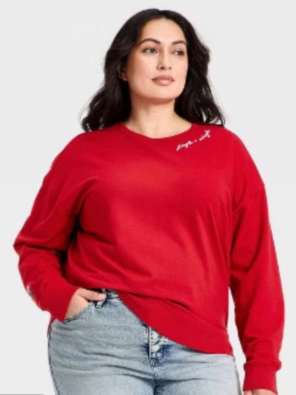 Ava & Viv Red Women's Crewneck Sweater - Casual Everyday Pullover. Sz 3X.